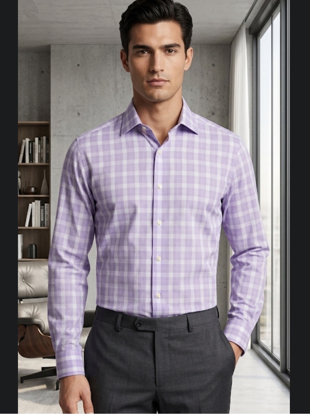 MICHAEL Michael Kors Purple Checkered Dress Shirt👵MT